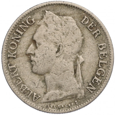 50 сантимов 1928 года Бельгийское Конго — легенда на фламандском (BELGISH CONGO / DER BELGEN)