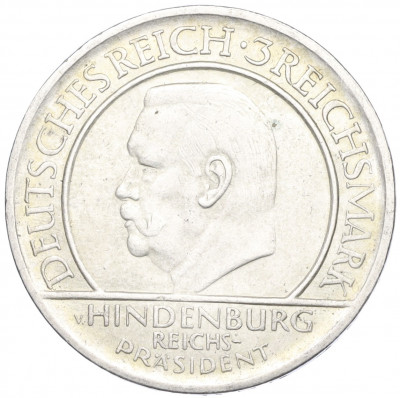 3 рейхсмарки 1929 года F Германия «10 лет Веймарской конституции»