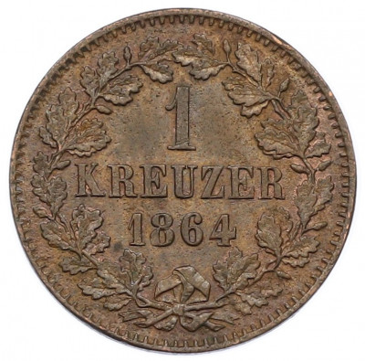 1 крейцер 1864 года Баден