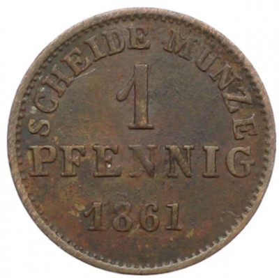 1 пфенниг 1861 года Гессен-Дармштадт