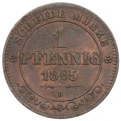 1 пфенниг 1865 года Саксония