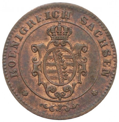 1 пфенниг 1865 года Саксония
