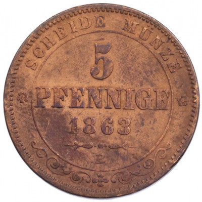 5 пфеннигов 1863 года Саксония