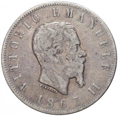 2 лиры 1863 года Италия