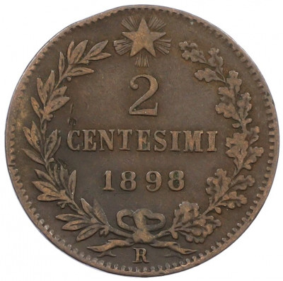 2 чентезимо 1898 года Италия