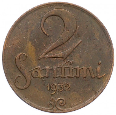 2 сантима 1932 года Латвия