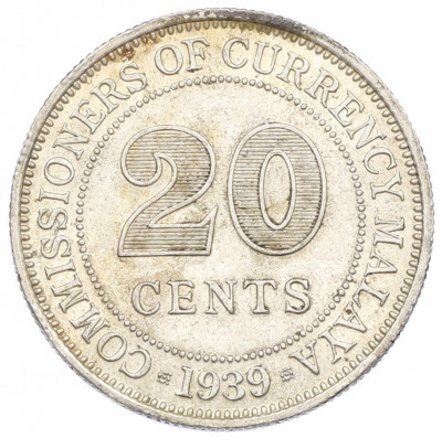 20 центов 1939 года Малайя