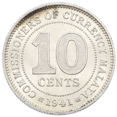 10 центов 1941 года Малайя
