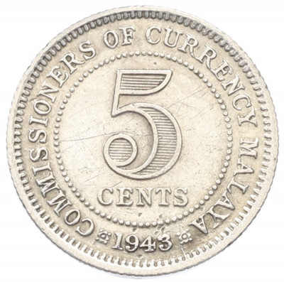 5 центов 1943 года Малайя
