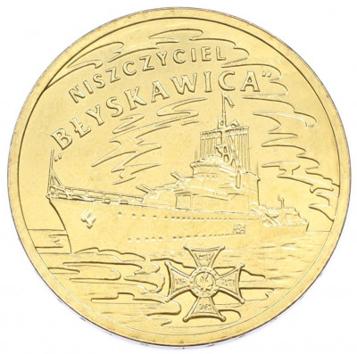 2 злотых 2012 года Польша «Польские суда — Эсминец Молния»