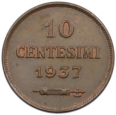 10 чентезимо 1937 года Сан-Марино
