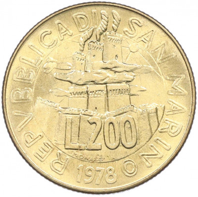 200 лир 1978 года Сан-Марино