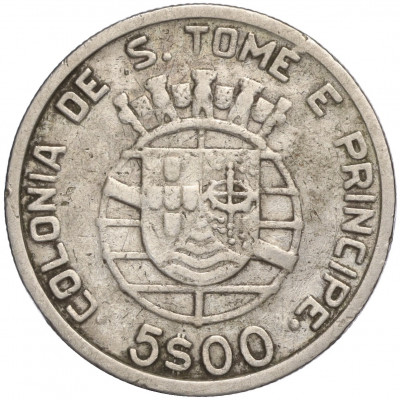 5 эскудо 1939 года Португальское Сан-Томе и Принсипи
