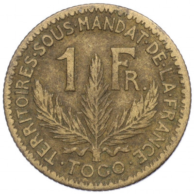 1 франк 1924 года Французское Того