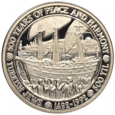 5000 лир 1992 года Турция «500 лет мира и гармонии — турецкие евреи»