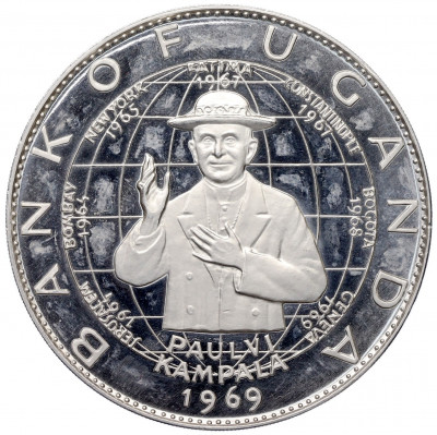 25 шиллингов 1969 года Уганда «Визит Папы Римского Павла VI»