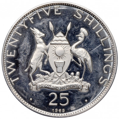 25 шиллингов 1969 года Уганда «Визит Папы Римского Павла VI»