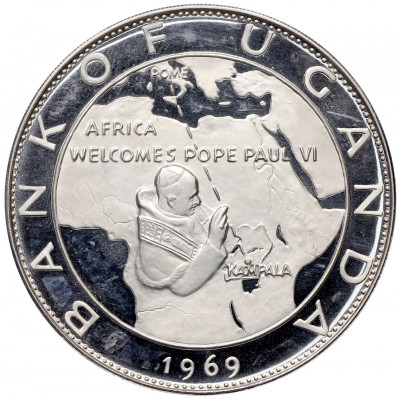 20 шиллингов 1969 года Уганда «Визит Папы Римского Павла VI»