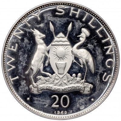 20 шиллингов 1969 года Уганда «Визит Папы Римского Павла VI»