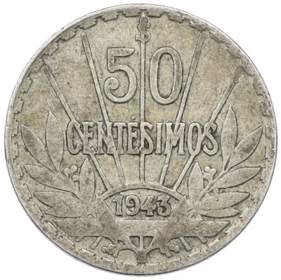 50 сентесимо 1943 года Уругвай