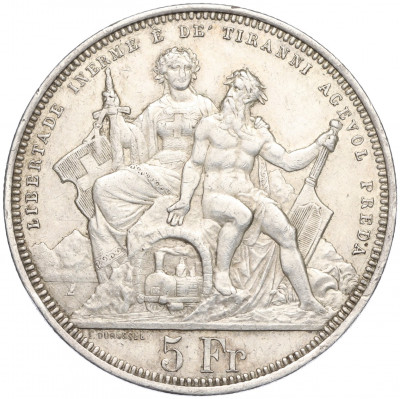 5 франков 1883 года Швейцария «Стрелковый фестиваль в Лугано»