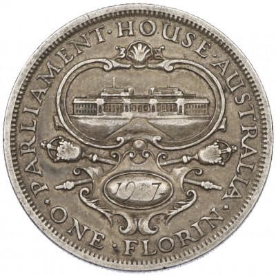 1 флорин 1927 года Австралия «Открытие здания парламента в Канберре»