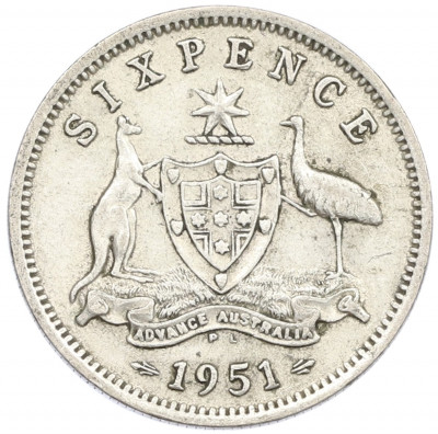6 пенсов 1951 года Австралия