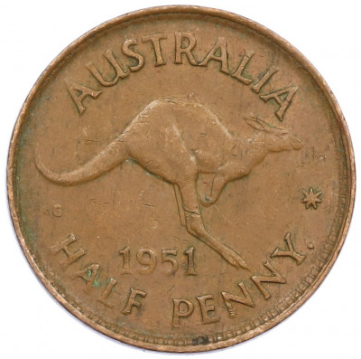 1/2 пенни 1951 года Австралия