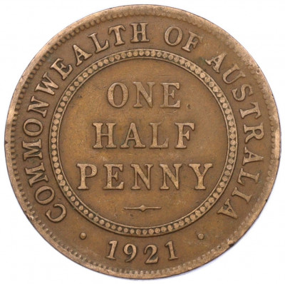1/2 пенни 1921 года Австралия