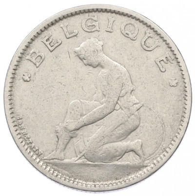 1 франк 1929 года Бельгия (Надпись на французском — BELGIQUE)