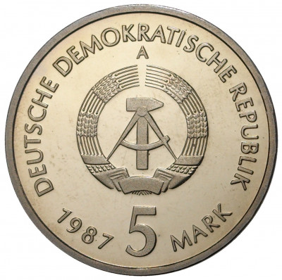 5 марок 1987 года Восточная Германия (ГДР) «750 лет Берлину — Квартал Николаи»