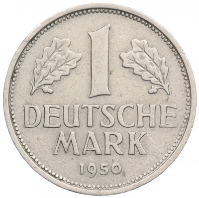 1 марка 1950 года F Западная Германия (ФРГ)
