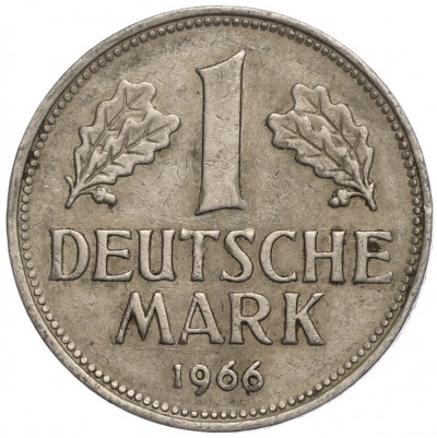 1 марка 1966 года F Западная Германия (ФРГ)