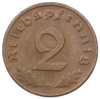 2 рейхспфеннига 1937 года D Германия