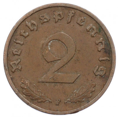 2 рейхспфеннига 1938 года F Германия