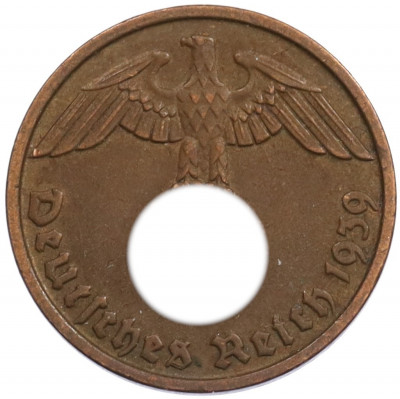 2 рейхспфеннига 1939 года D Германия