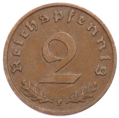 2 рейхспфеннига 1939 года F Германия