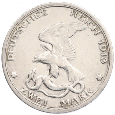 2 марки 1913 года Германия (Пруссия) «100 лет объявлению войны против Франции»