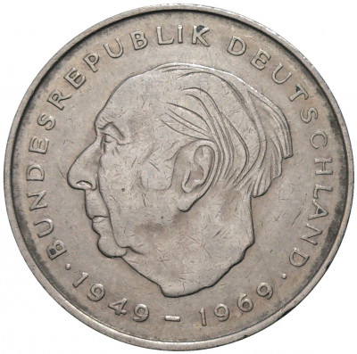 2 марки 1973 года F Западная Германия (ФРГ) «Теодор Хойс»
