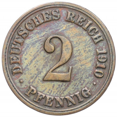 2 пфеннига 1910 года А Германия