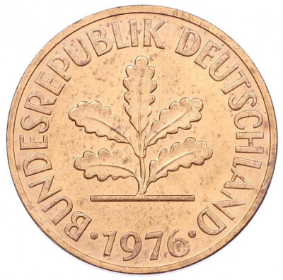 2 пфеннига 1976 года D Западная Германия (ФРГ)