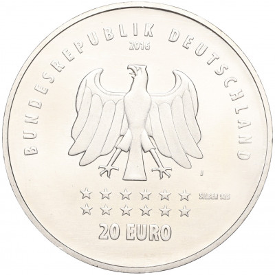 20 евро 2016 года Германия «175 лет Гимну Германии»