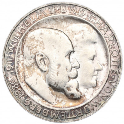 3 марки 1911 года Германия (Вюртемберг) «25 лет свадьбе Вильгельма II и Шарлотты»