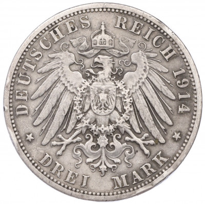 3 марки 1914 года Германия (Ангальт) «25 лет свадьбе Фридриха II и Марии Баденской»