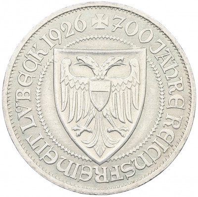 3 рейхсмарки 1926 года А Германия «700 лет статусу свободного города Любека»
