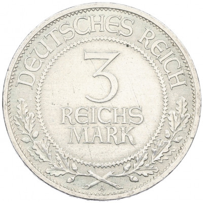 3 рейхсмарки 1926 года А Германия «700 лет статусу свободного города Любека»