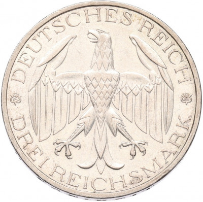 3 рейхсмарки 1929 года A Германия «Объединение Вальдека и Пруссии»