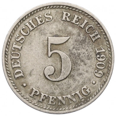 5 пфеннигов 1909 года D Германия