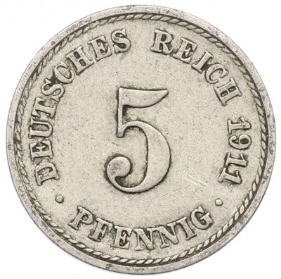 5 пфеннигов 1911 года A Германия
