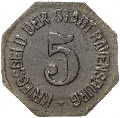 5 пфеннигов 1918 года Германия — город Равенсбург (Нотгельд)